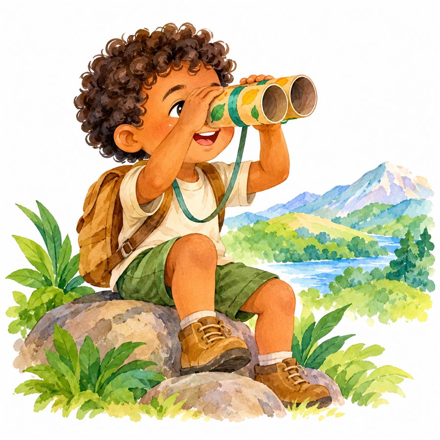Página do guia com o passo a passo ilustrado do Binóculo de rolinhos